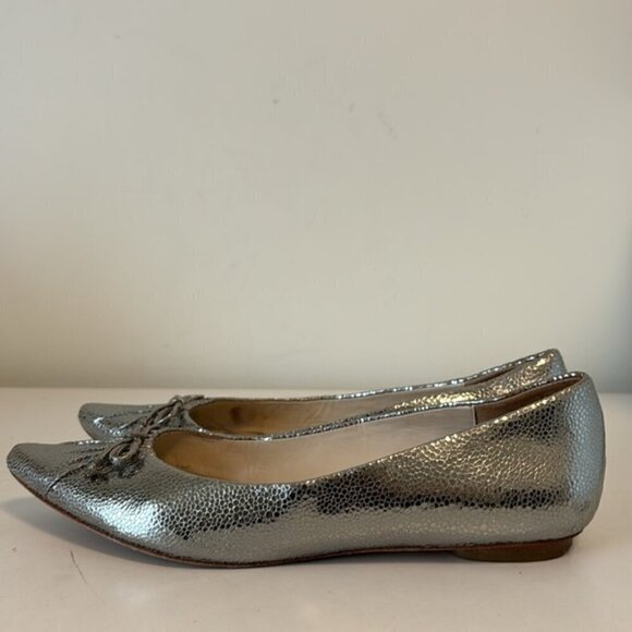 Barney’s New York bronze metallic leather pointed ballet flats w/ bow size 7.5 - Picture 9 of 9